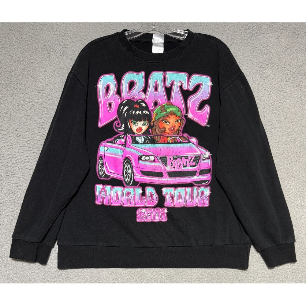 Vintage Bratz World Tour 2001 Graphic Sweatshirt Size M Yasmin Sasha Jade Cloe